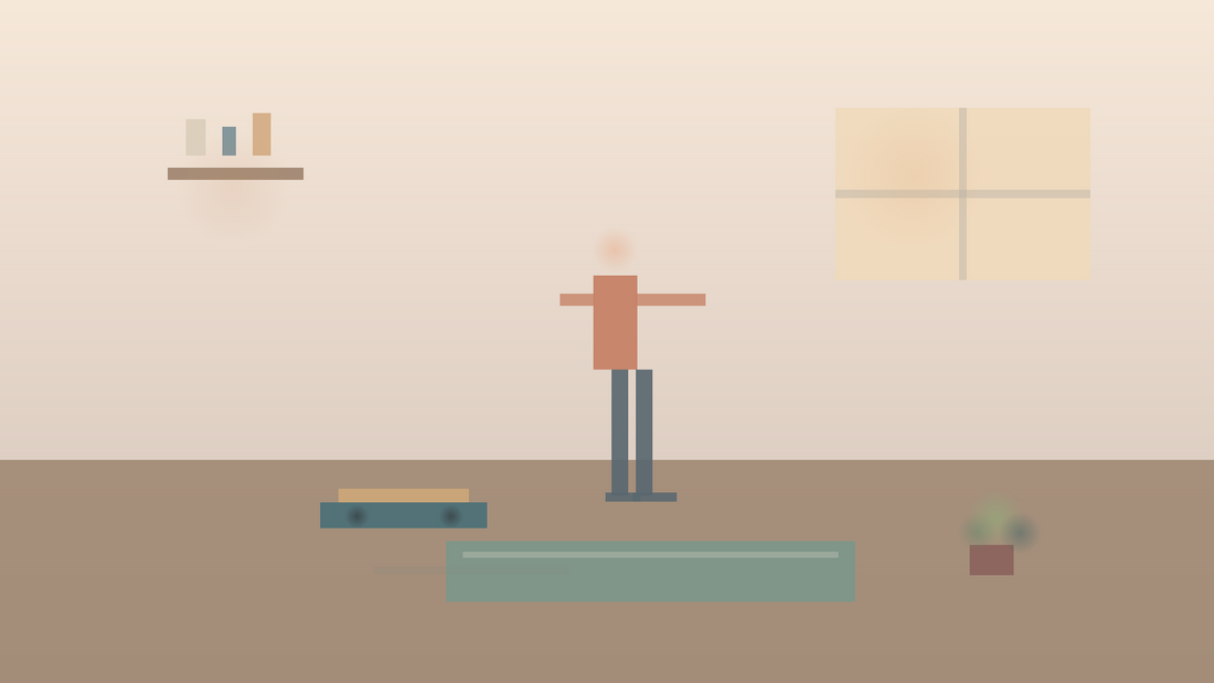 Illustration lifestyle d une pause douce a domicile avec un appareil pour le dos dans un salon calme et chaleureux