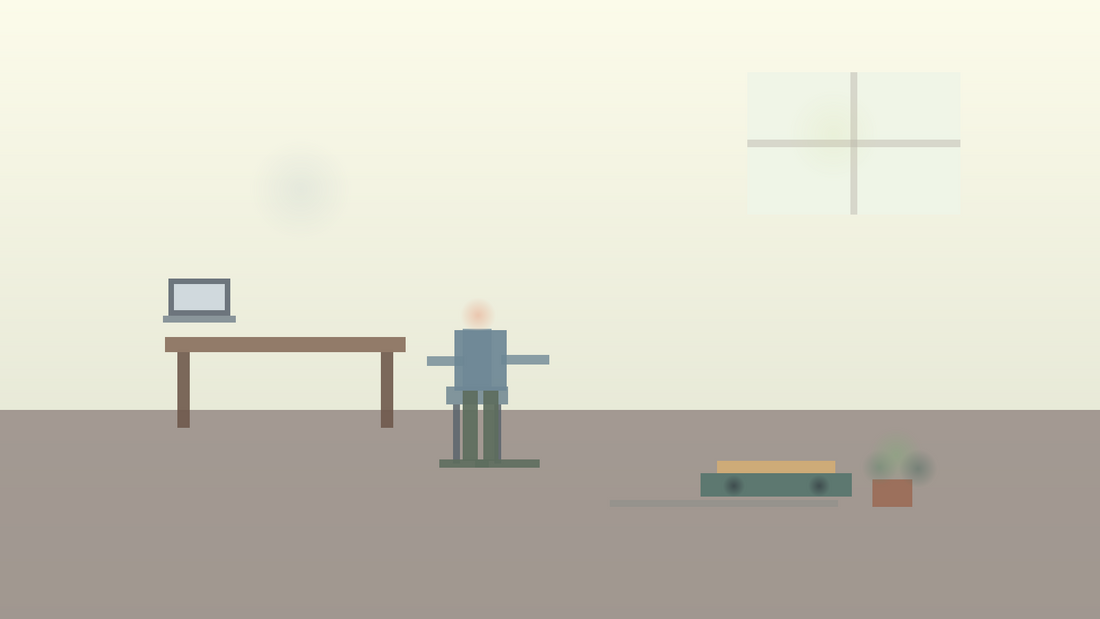 Illustration lifestyle d une routine de fin d apres-midi avec tapis et appareil d etirement du dos dans un salon lumineux