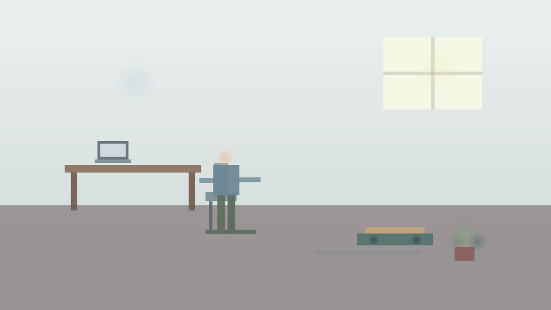 Routine douce d etirement bas du dos dans un appartement francais apres une longue station assise