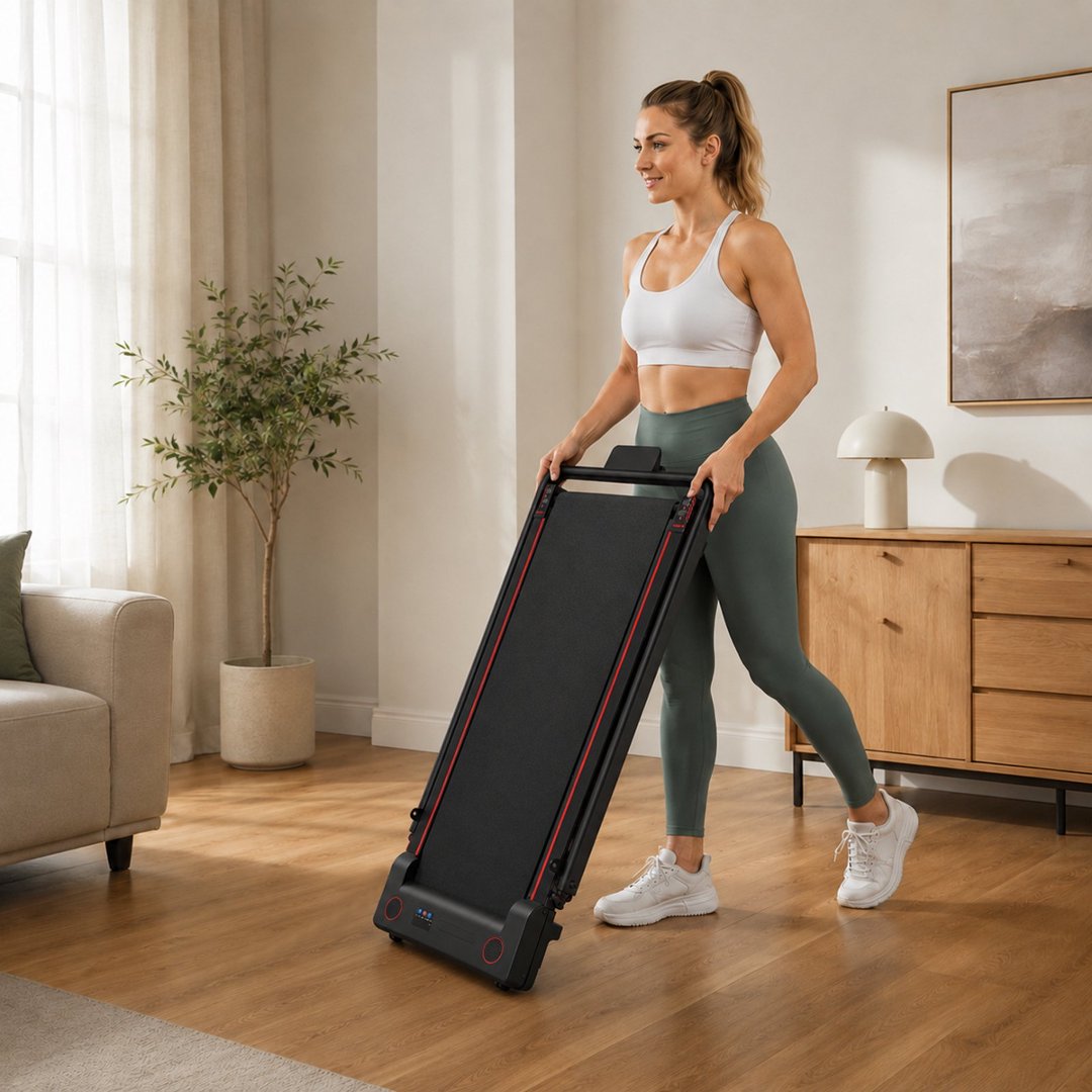 Offizielles Produktfoto des FlexiHome Walking Pads für eine kurze Bewegungspause nach langem Telefonieren
