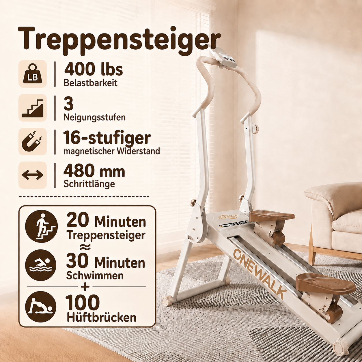 Treppensteiger für intensives Heim-Cardio