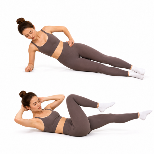 Side Plank + Bicycle Crunches
